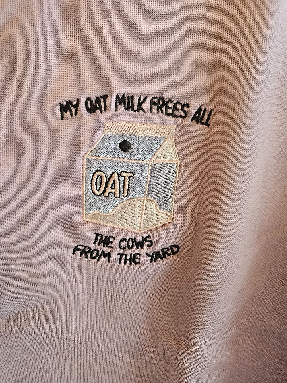 Oat Milk Embroidered Organic Sweatshirt by Sassy Spud - Lavender